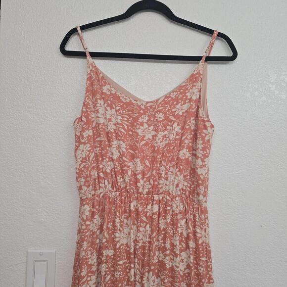 West Kei Women's Maxi Dress Orange Cream Floral V-Neck Flowy Fully Lined Size M - Picture 5 of 9